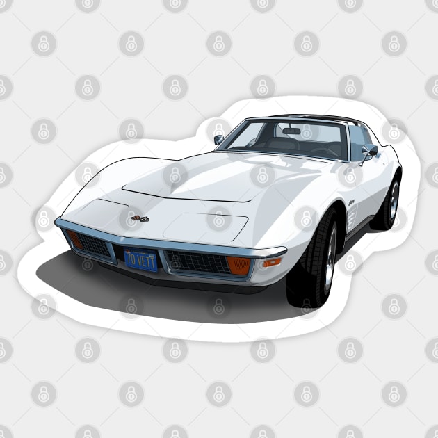 1970 Corvette Stingray in Classic White Sticker by candcretro